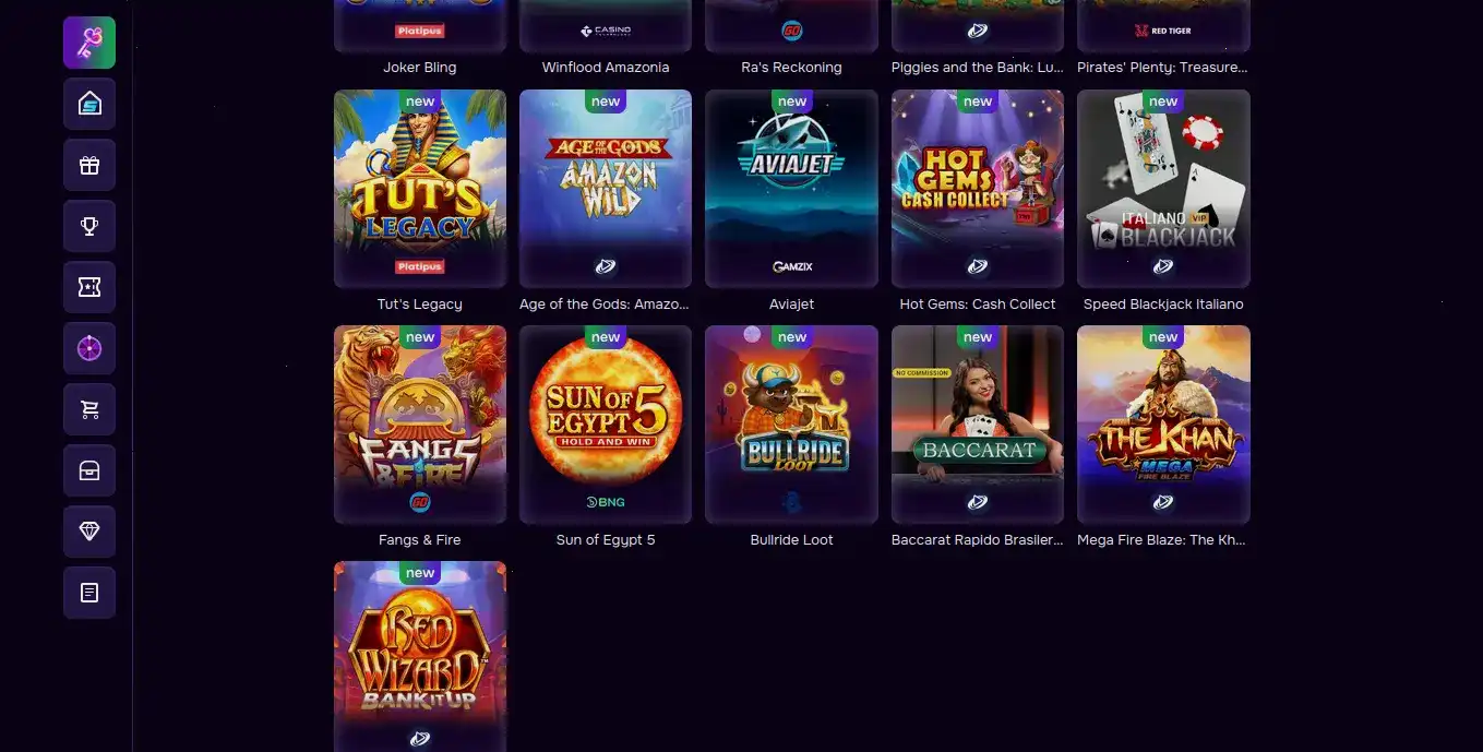 Интерфейс личного кабинета Spinto casino